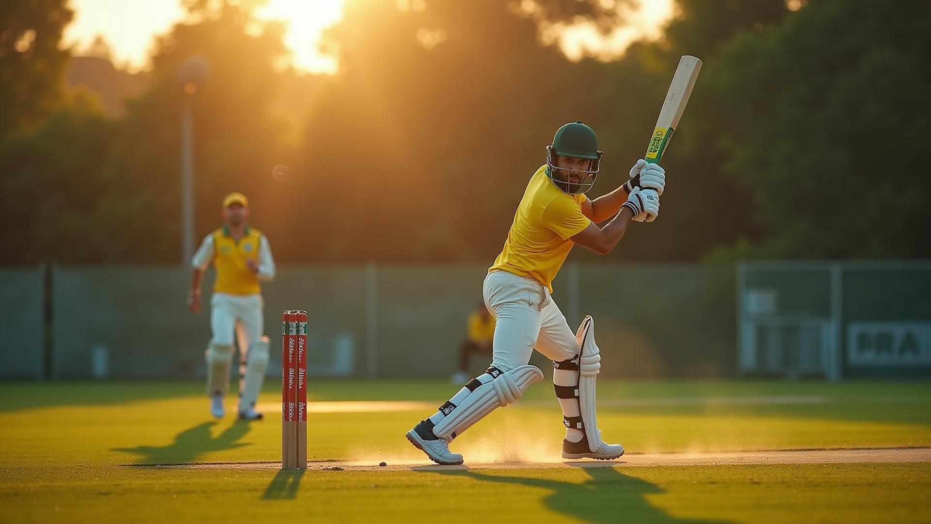 Cricket player batting on a field representing Cricket Brasilia