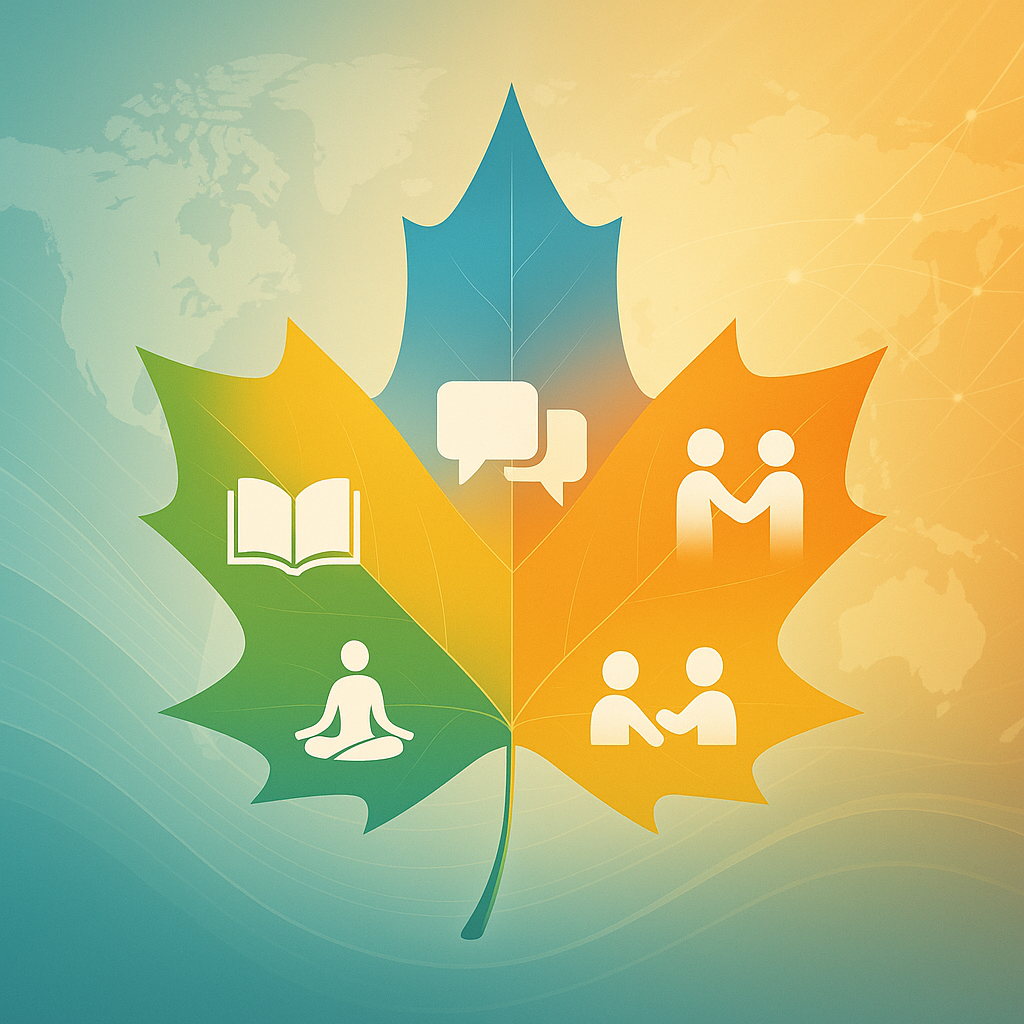 The Maple Way community hero artwork with maple leaf and community icons